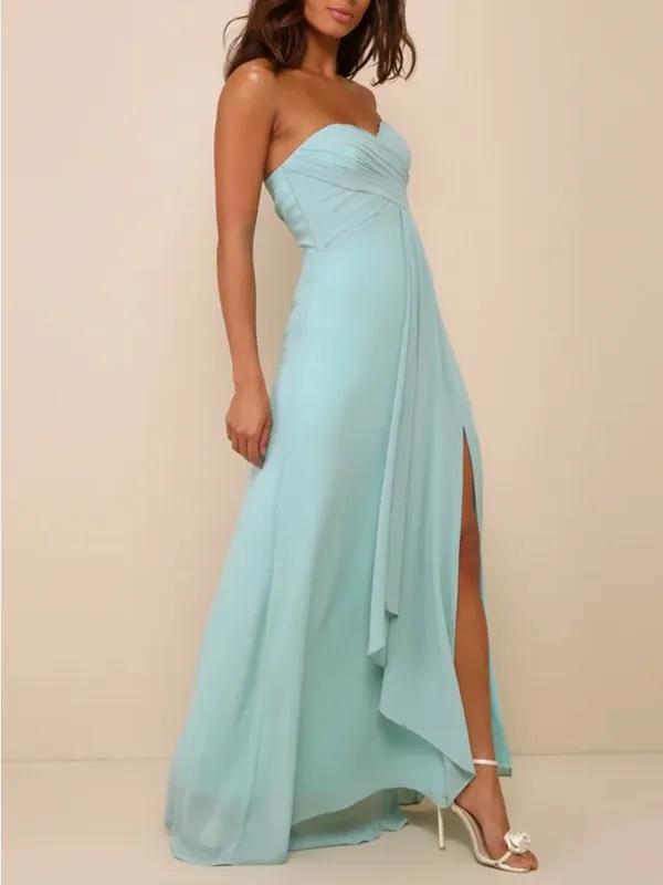 Lulu’s Splendid Aura Sage Green Chiffon Pleated Strapless Maxi Dress Size L - Image 13