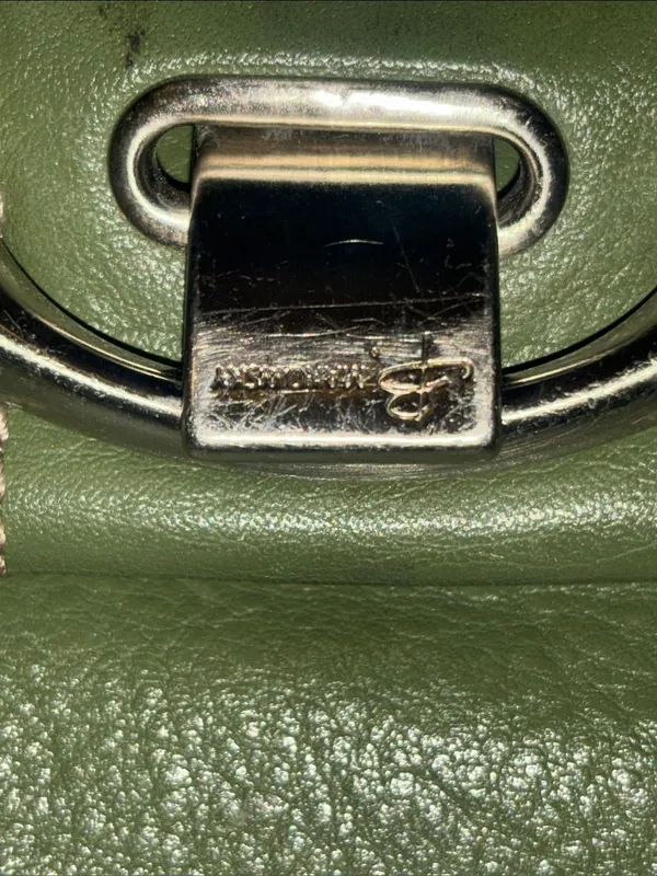 B Makowsky Olive Green Leather Crossbody Silver Hardware With B Hang Tag - Image 7