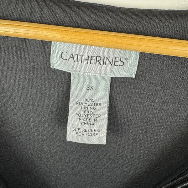 Catherines Black Pleated Midi Dress Size 3X Formal Career Party Minimalist‎ Wrap - Image 5
