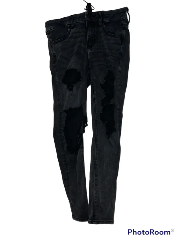 American Eagle ultrasoft ripped black skinny jean sz 10 Short - Image 4