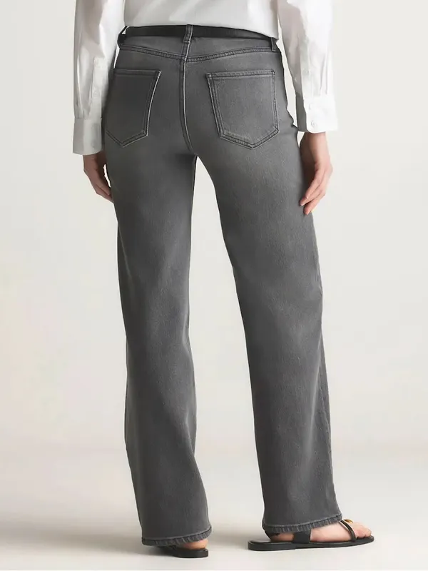 Quince Bella Stretch Relaxed Straight Jeans Sz 26 Stonewashed Grey NWT High Rise - Image 5