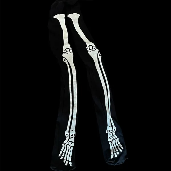 Black Skeleton Print Tights Halloween - Image 4