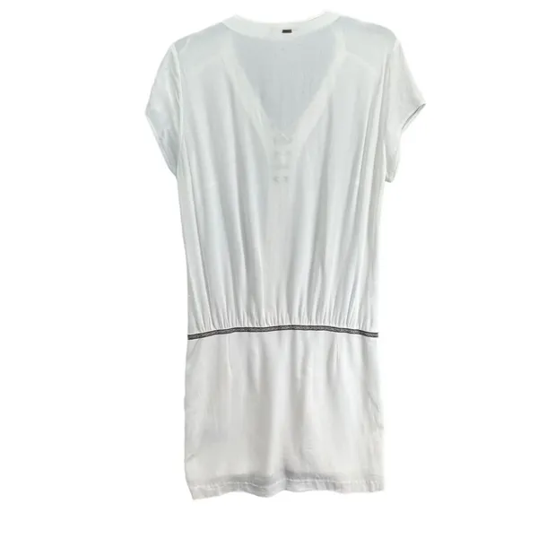 REVOLVE IKKS Dress US 6 EU 38 White Viscose Lace Up Pockets Sporty Casual Chic‎ - Image 4