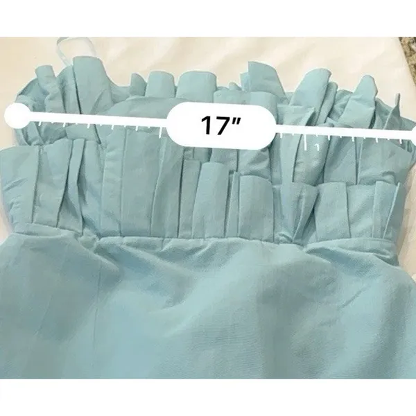 DO + BE Strapless Pleated Ruffle Mini Dress Light Blue Size Large Party Bodycon - Image 11