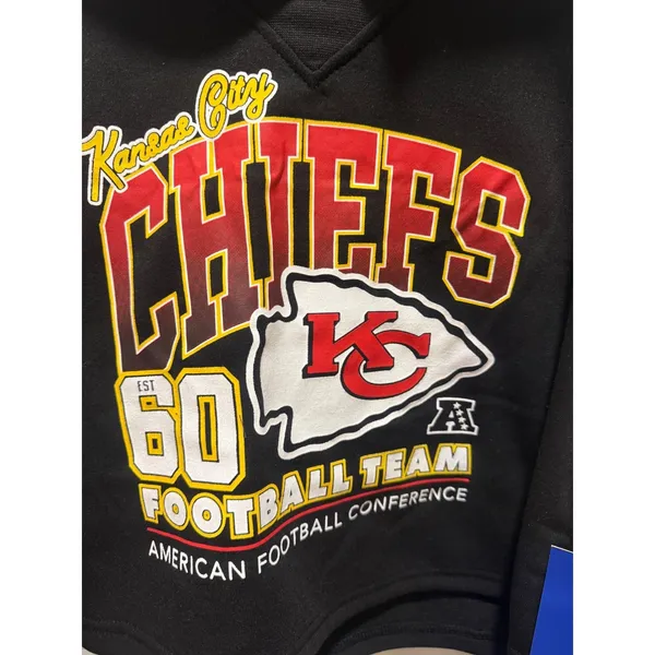 NFL‎ Kansas City Chiefs Cropped Hoodie NWOT Women's Large Black - Image 2