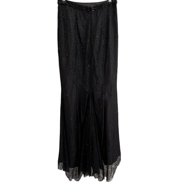 Rachel Allan Womens Lace Beaded Maxi Skirt Size 4 Black Whimisigoth Witchy Prom - Image 4