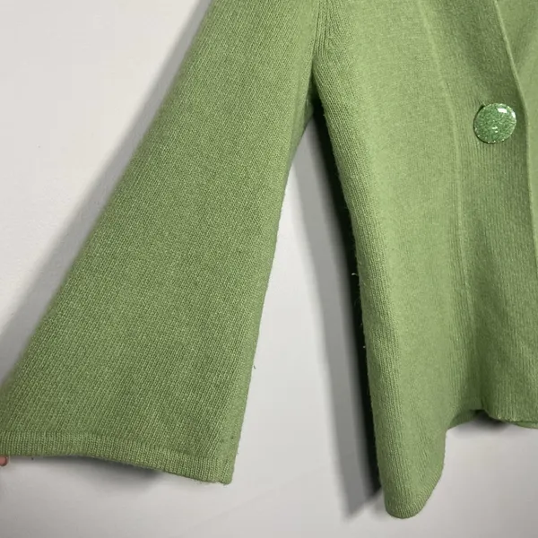 Tweeds Soft Green Angora Lambswool‎ Wool Cardigan 1 Button Sweater Kimono Size S - Image 2
