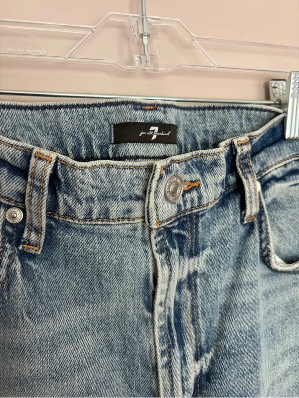 7 For All Mankind Logan Stovepipe Jeans W/ Fringe 31 - Image 7