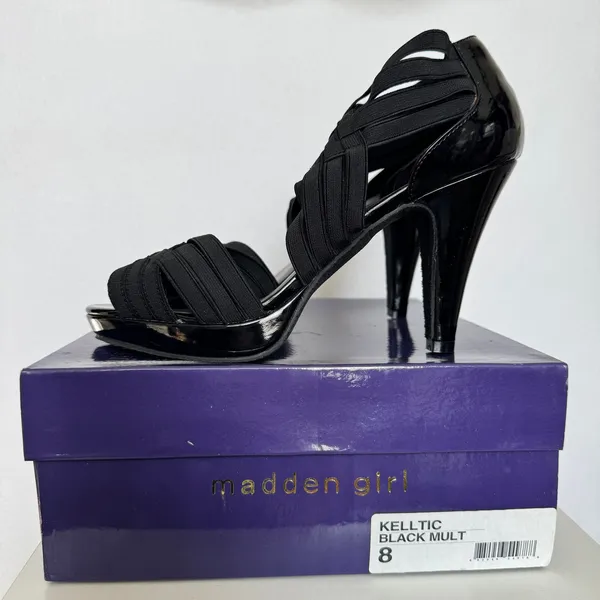 Madden Girl Kelltic Black Strappy Platform Heels 2010 Size 8 - Image 4