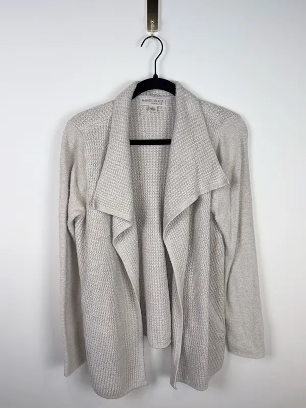 Barefoot Dreams CozyChic Lite Coastal Cardi Sweater Bisque Tan Women’s Large - Image 2
