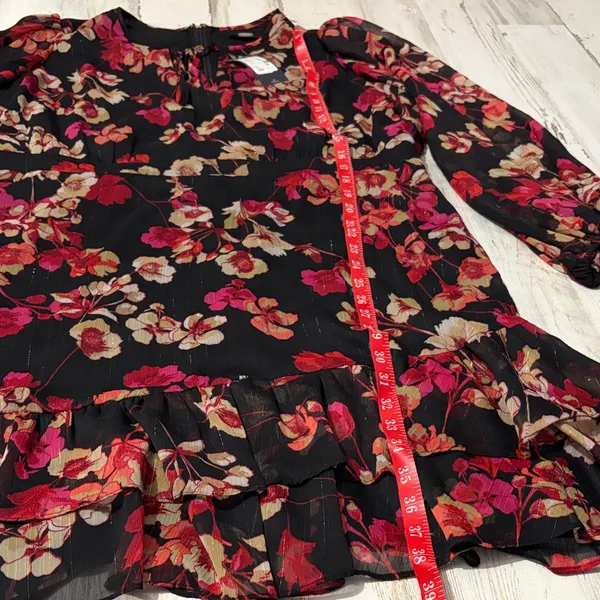 Tommy Hilfiger Black and Reddish Pink Floral Long Sleeve Dress metallic NWT - Image 10