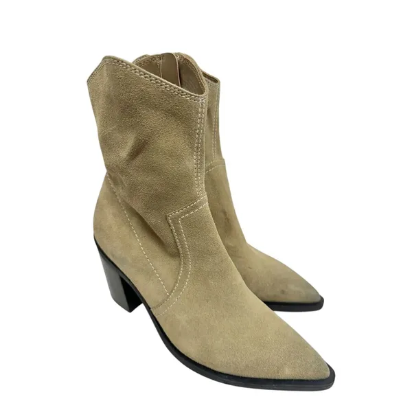 BP Surina‎ Tan Suede Western Ankle Boots Pointed Toe Block Heel 5.5M - Image 2