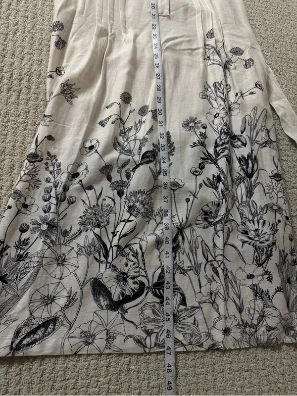 JANE + DELANCEY Floral Tie Waist Midi Dress Linen blend Sz XS - Image 9