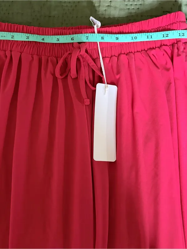 NWT Dear Scarlett Red Wide Leg Pants Size M Wrinkle Free Elastic Waist Palazzo - Image 4