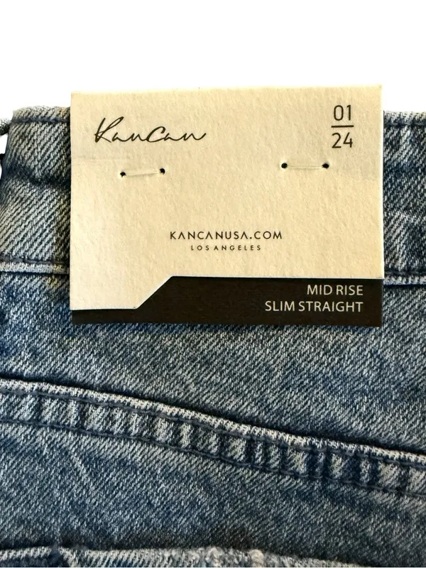 KanCan NWT Evelyn Mid Rise Slim Straight Leg Rhinestone Side Stripe Size 1/24 - Image 8