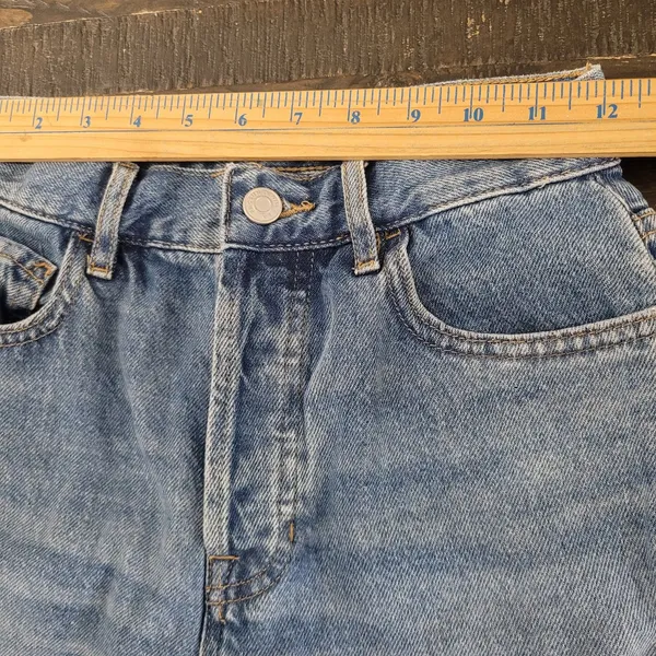 PacSun Women's High-Rise Straight Leg Raw Hem Jeans Blue Size 24 - Image 6