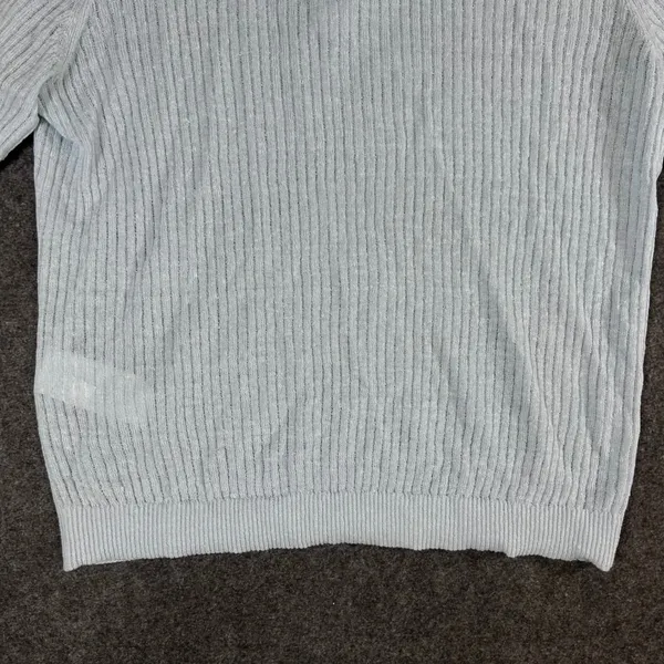 Madewell Womens Light Blue Linen Blend Ribbed Short Sleeve Polo Sweater Size M - Image 13