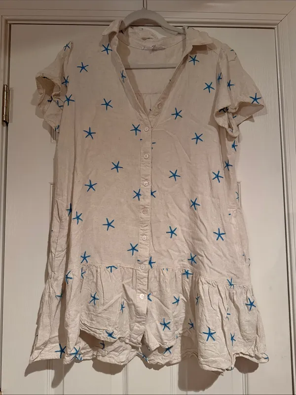 Jane and Delancey Cream Starfish Embroidered Button-Down Dress - Image 2