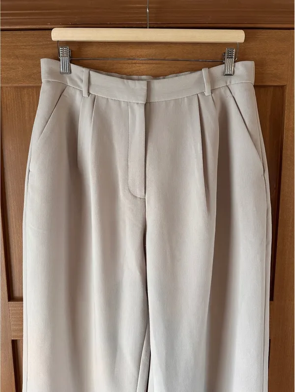 Abercrombie & Fitch Sloane Tailored Wide Leg Pants Trouser Beige Women’s 12/31 - Image 3