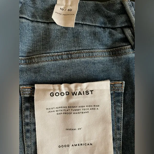 NWT Good American Good Waist Skinny Jeans Distressed Blue Wash Indigo144 Size 10 - Image 5