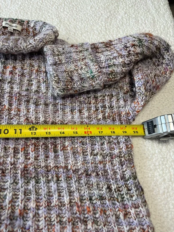 Madewell Rayner Chunky Marled Orchid Mock Neck Cable Knit Winter Sweater Size XS - Image 4