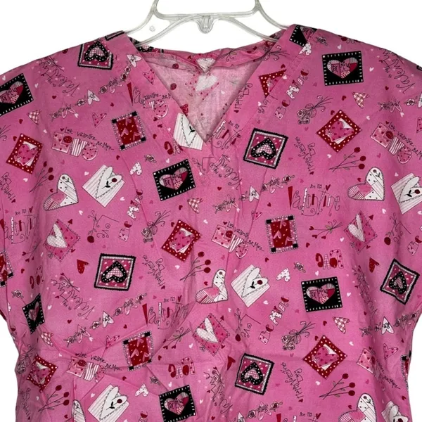Valentine's Day Scrub Shirt Red Size L - Image 2