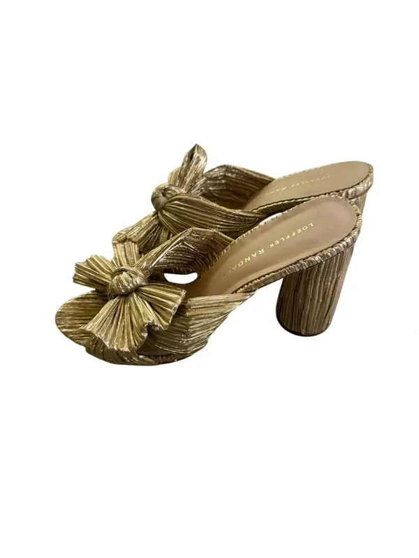 Loeffler Randall Penny Gold Pleated Bow Heel 6.5 - Image 6