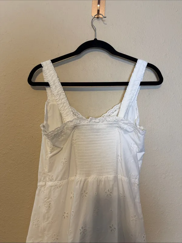 PAIGE‎ Pallas Eyelet Midi Dress White Cotton Sleeveless Size 8 - Image 10