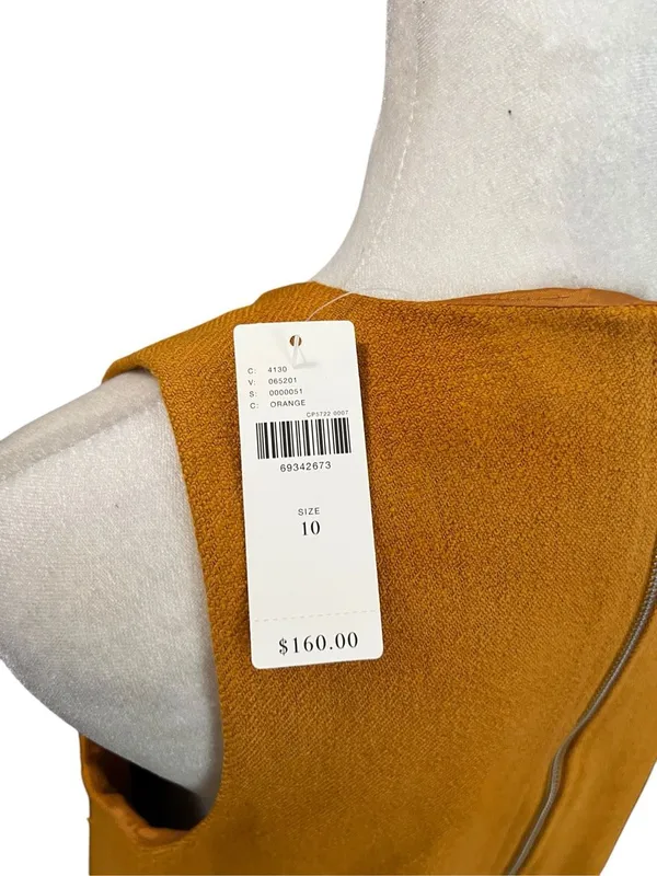 Anthropologie Maeve Orange Crewneck Mini Shift Dress NWT Size 10 Mod - Image 8