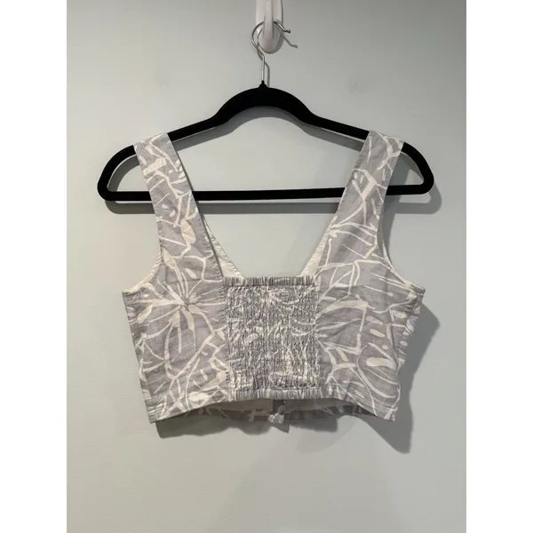Madewell Linen Vest Crop Top 00 Floral Tropical Coastal Festival Travel Vaction - Image 2