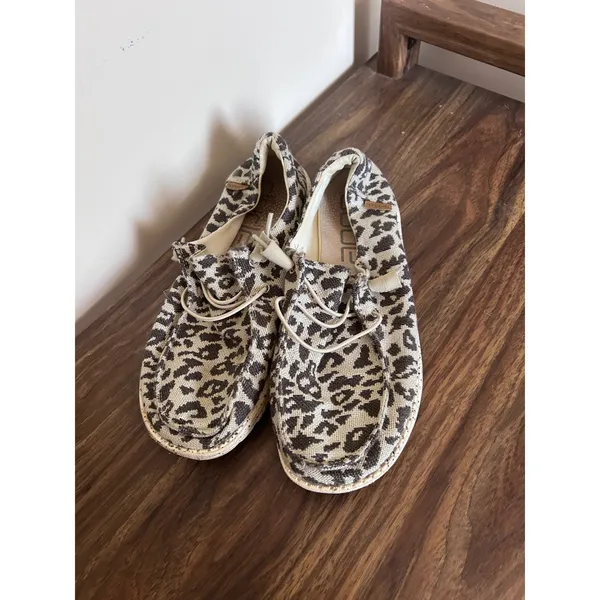 Hey Dude Wendy Woven Cheetah Grey Leopard Slip On Loafers Women 8 EU 39 - Image 2