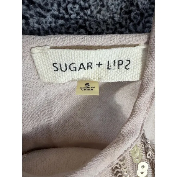 Sugar + Lip2 Sequin Mini Dress S Gold Champagne Cold Shoulder Keyhole Cocktail - Image 13