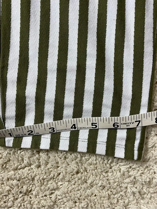 AnyBody Olive Green & White Vertical Stripe Straight Leg Pants - Image 7