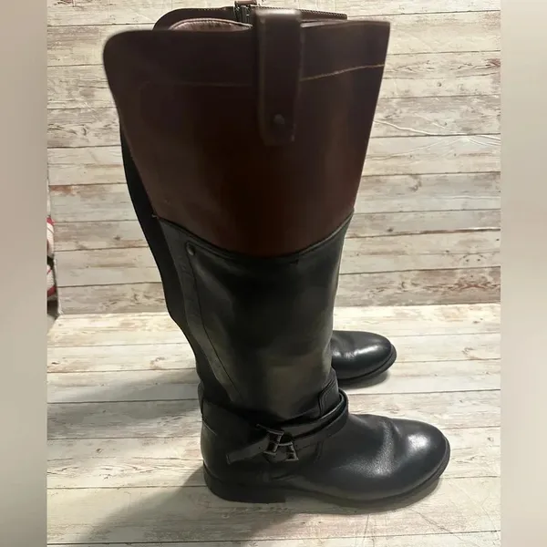 Marc Fisher Leather Riding Boots Women’s Size 8.5 M Two Toned Brown Black - Image 12
