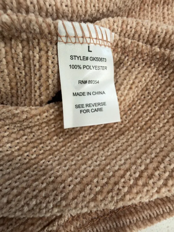 Adrienne Vittadini Peach-Beige Waffle Knit Top - Image 5