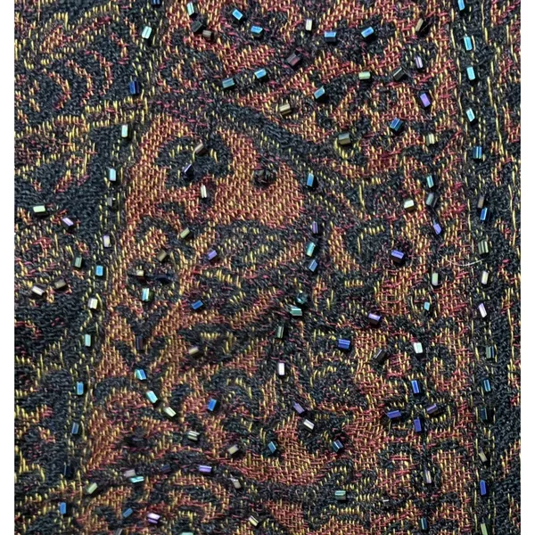 Lg Antique‎ Collectors Club RTM Beaded Shawl Cashmere Silk Blend Global Vintage - Image 4