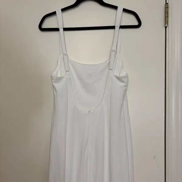 Lulus‎ White Square Neck Fishtail Gown Maxi Dress Adjustable Straps Size L - Image 5