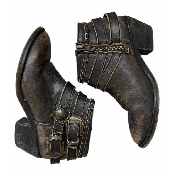 Circle G Distressed Leather Zip Ankle Western Boots Style P5101 Women's Size 7.5 - Image 6
