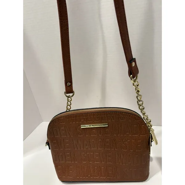 Steve Madden Handbag Bmarilyn Cognac Stamped Logo Gold Hardware - Image 2