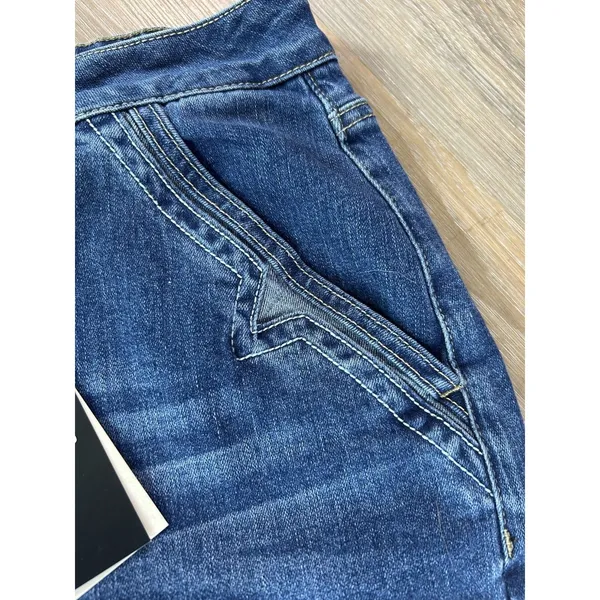 Flamingals Sz 2XL Wide Leg Jeans Mid Waist Baggy Stitch Decor Washed Pants New - Image 2