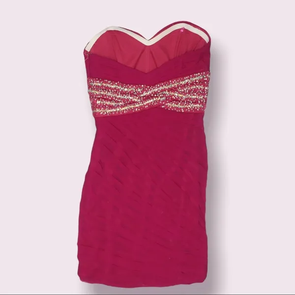La Femme mesh wrap strapless bodycon mini dress - Image 6
