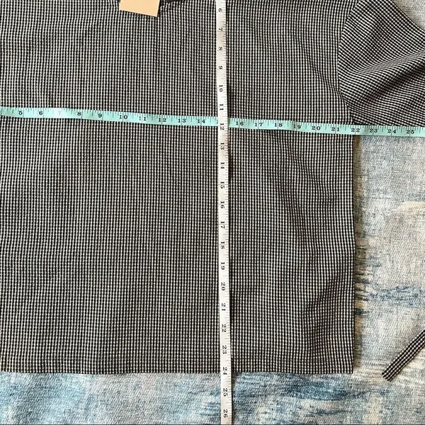 NWT! FRNCH Paris Blue White Gingham Check Long Tie Sleeve Blouse M/L - Image 7