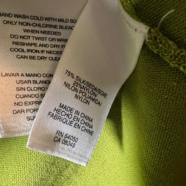 Jones New York Collection Lime Green Silk Blend Scoop Neck Knit Top Mens Medium‎ - Image 6