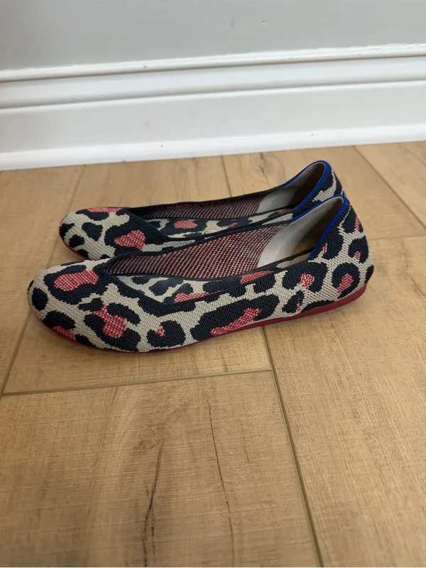 Rothy’s The Flat Red Cat Blue Halo Ballet Flats Women’s 8.5 EU 39 Animal Print - Image 4