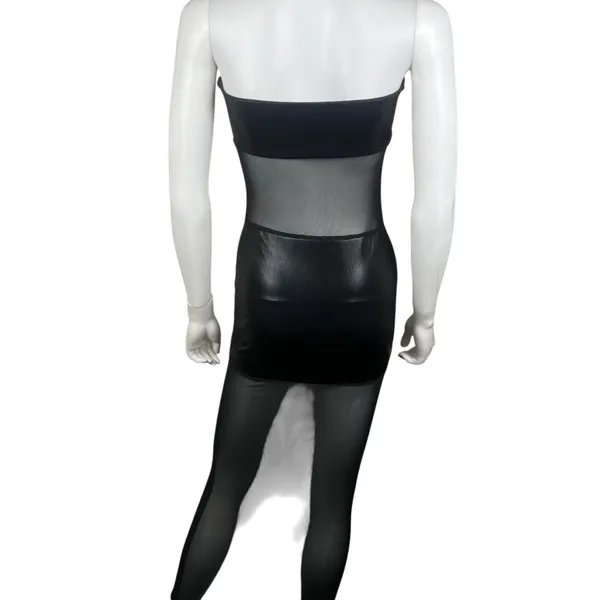 superdown Sheer Panel Black Strapless Maxi Dress - Image 7