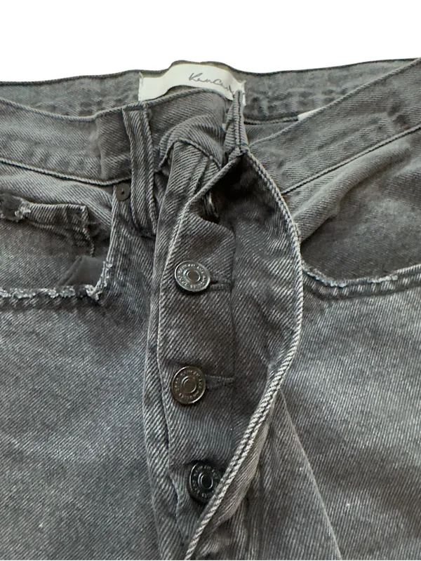 KanCan Women’s 7/27 Black Distressed High Rise Wide Leg Button Fly Denim Jeans - Image 13