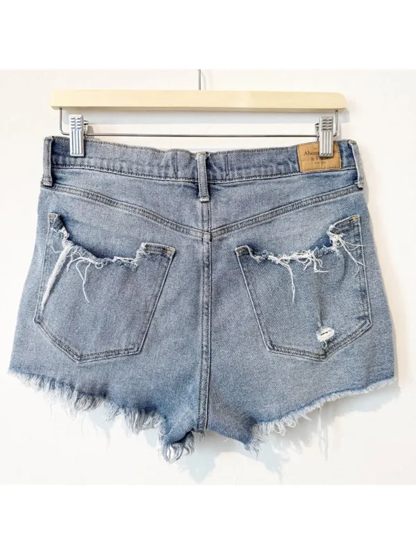 Abercrombie Distressed High Rise Jean Shorts 30 Y2K Grunge Festival Rodeo‎ Boho - Image 7