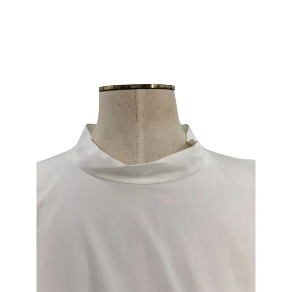 Marni White Cotton Mock Neck Peplum Blouse Top White Italy‎ 38 US 2 - Image 2