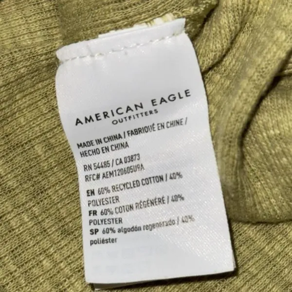 American Eagle Light Green Ruffle Peplum Crop Top with Front Tie - Image 6