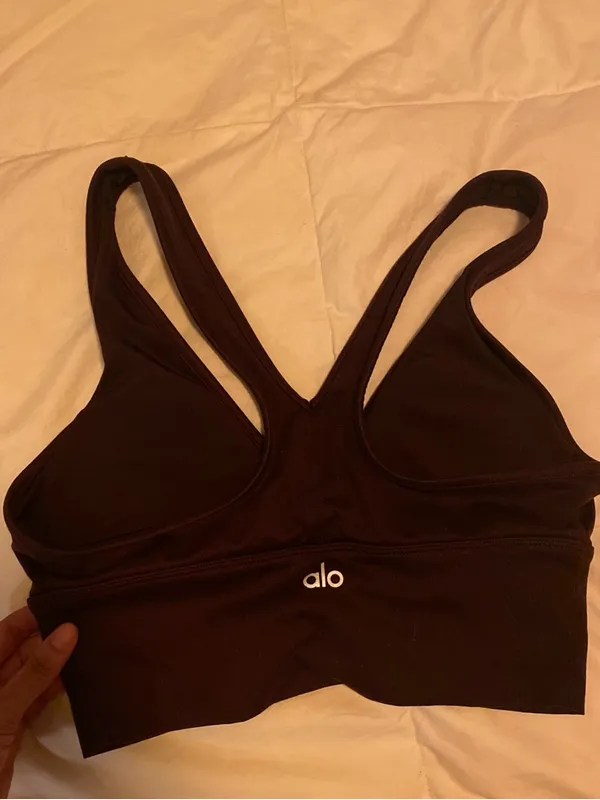 Alo Yoga Wild Things Sports Bra Burgundy XS - Image 2